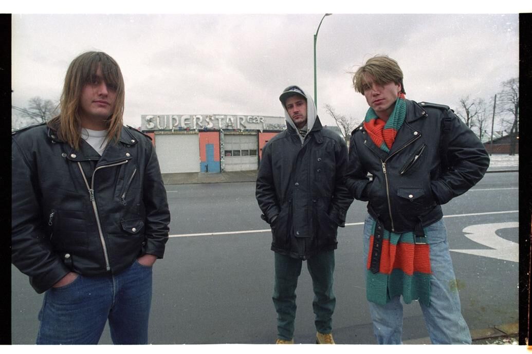 Goo Goo Dolls on William Street in 1993, in front of the car wash they named an album after.jpg